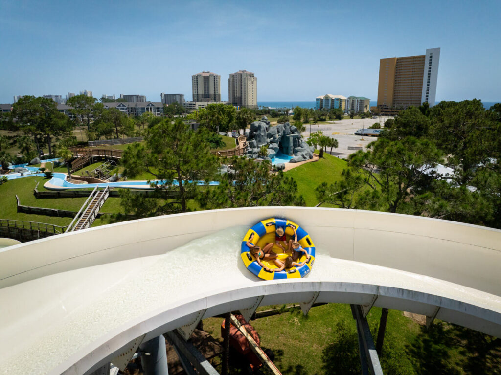 scenic view of water ride against panama city beach skyline