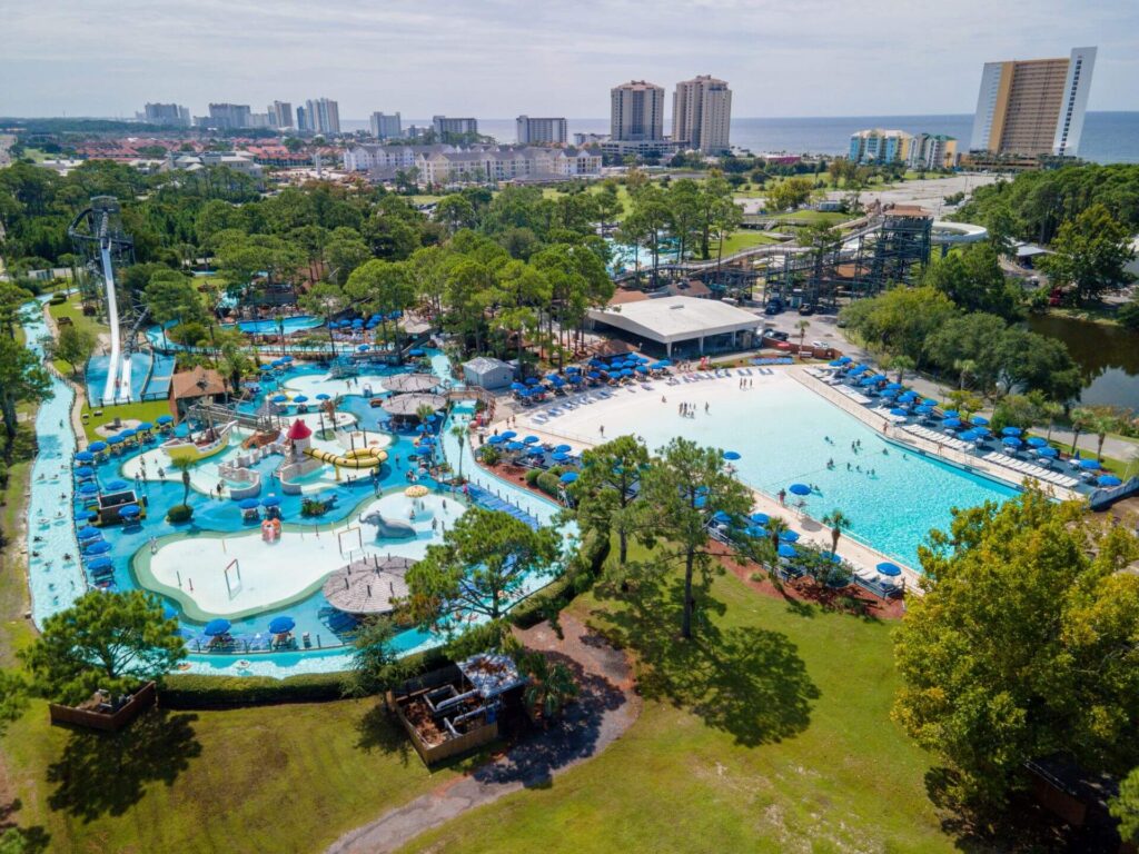 aerial view of shipwreck island in panama city beach florida