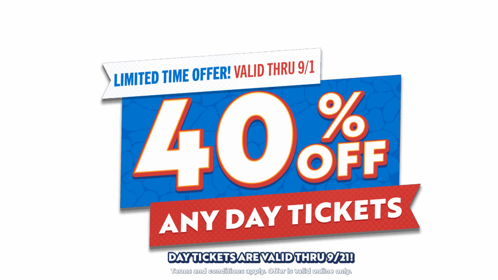 save 40% on any day tickets