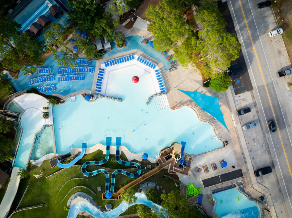 aerial view of shipwreck island waterpark